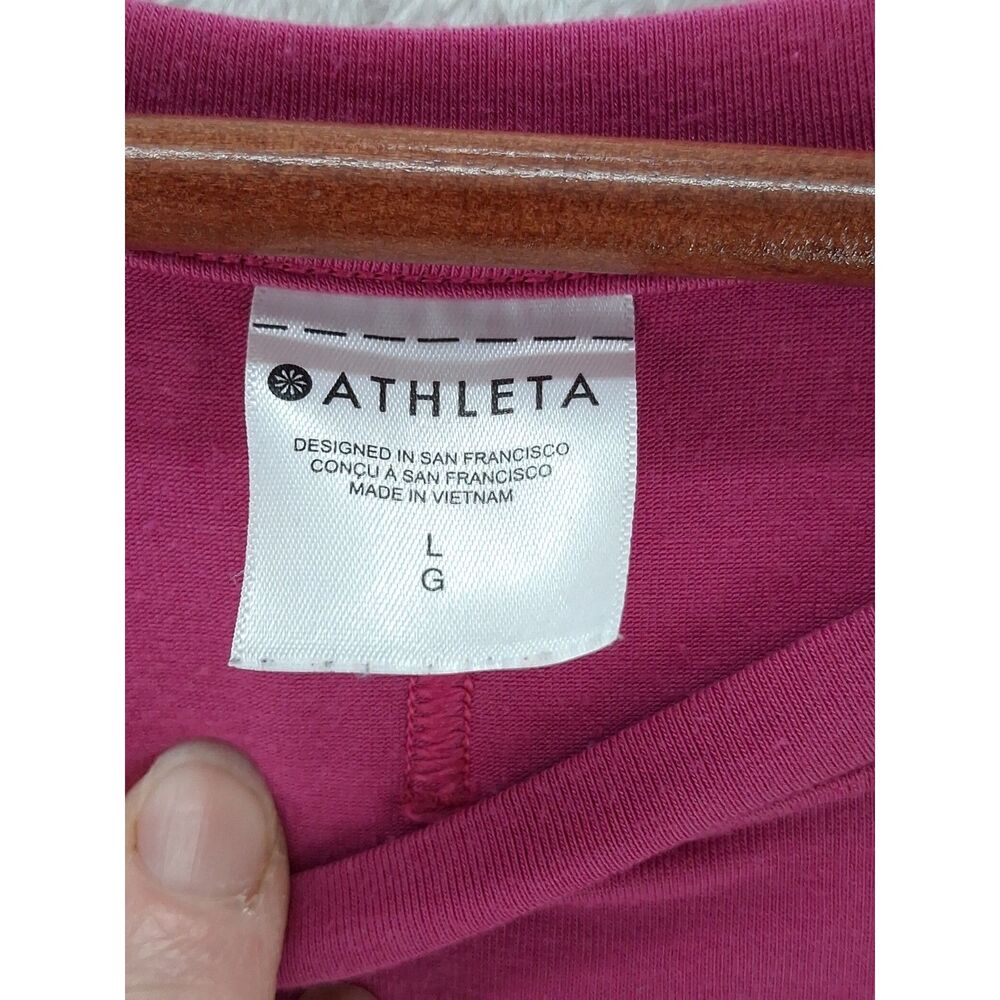 Athleta With Ease Tee Women's Large Vibrant Fuchsia Short Sleeve High-Low Hem - Picture 4 of 13